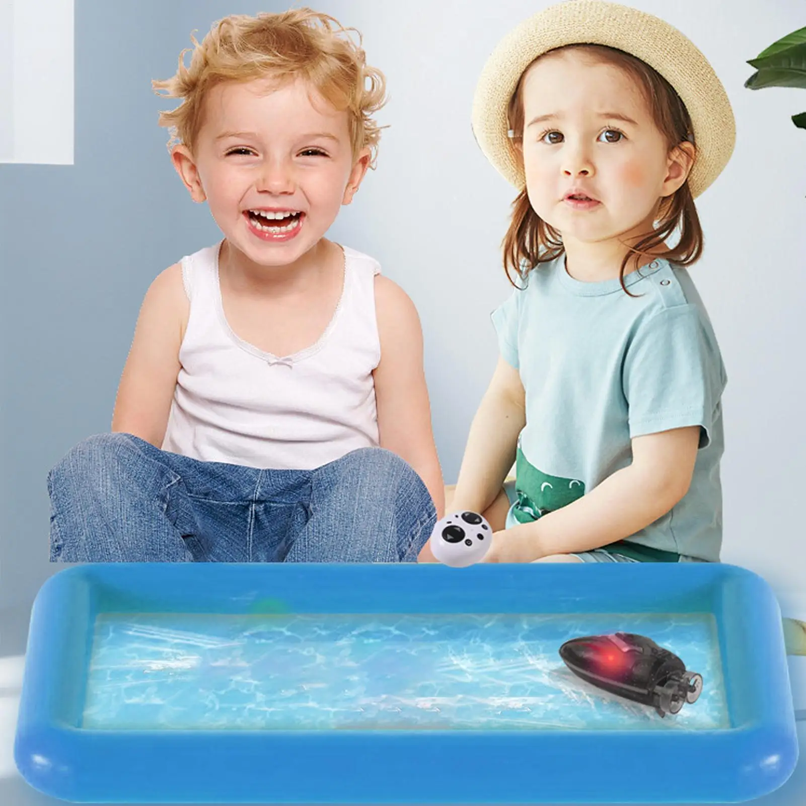 RC Boot Draagbare Speedboot Speelgoed 2,4 GHz Mini Stunt Onderzeeër Speelgoed Met Licht Voor Meer Zwembad Wastafel Bad Entertainment