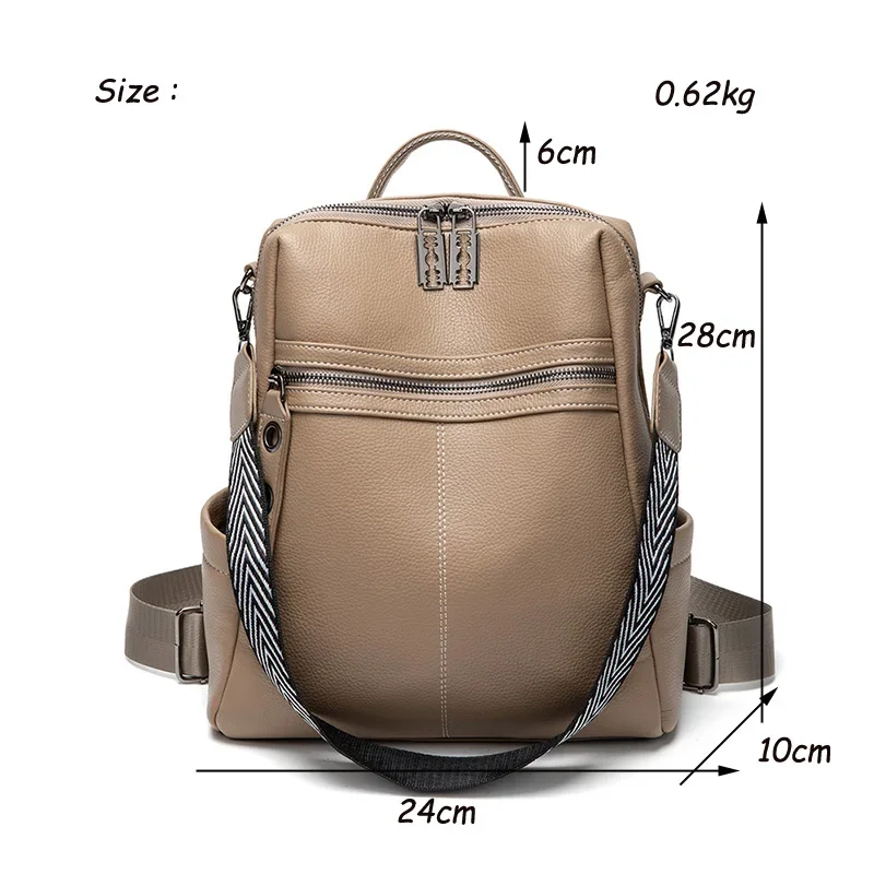 2023 Leather Backpack Women Solid Color Fashion Wild Trend Casual Large Capacity Ladies Travel Bag Backpack for Teenage Girls