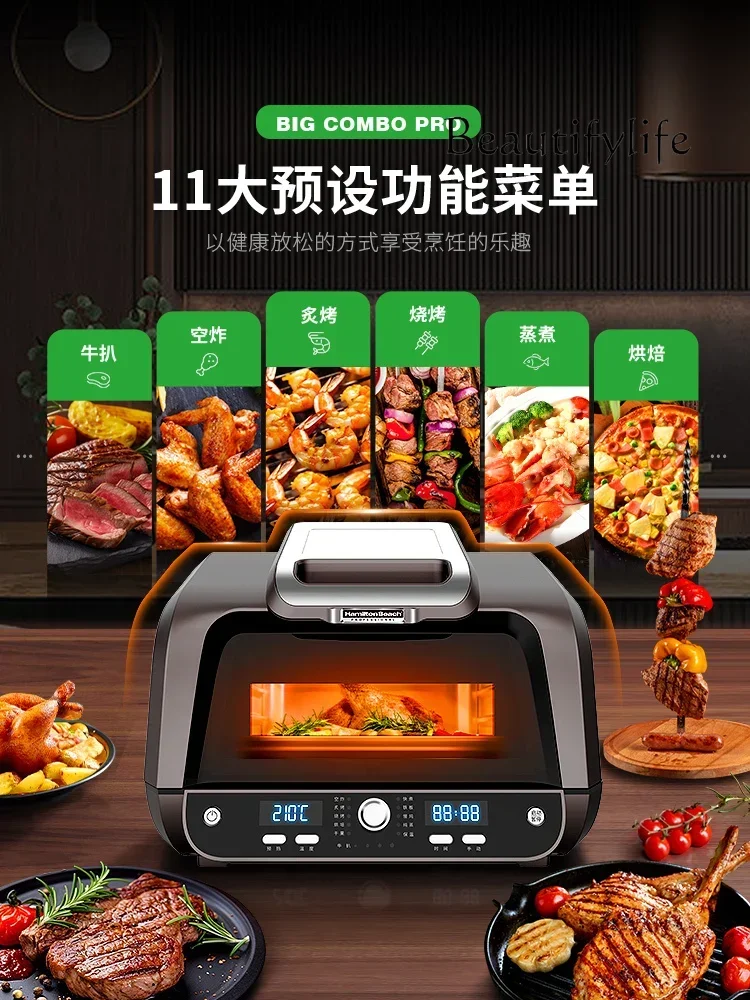 Multi-Function Cooking Pot Steak Machine Barbecue Iron Plate All-in-One Machine  Cooking and Frying Electric Meat Roasting Pan