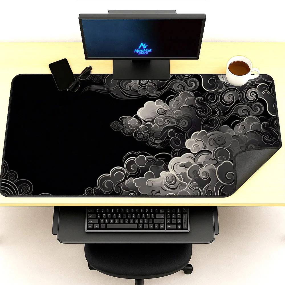 Cloud Mouse Pad Black Anime Desk Rug 5mm Mousepad Xxxxl 1800mm Computer Decorations Extra Large Table Mat 140x60 Work Bench Mat view 3