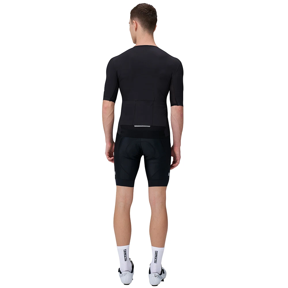 HISERWA Men Cycling Jersey Pro Aero Short Sleeve Cycling Jerseys Seamless No Collar Design Bicycle Jersey Breathable Bike Shirts