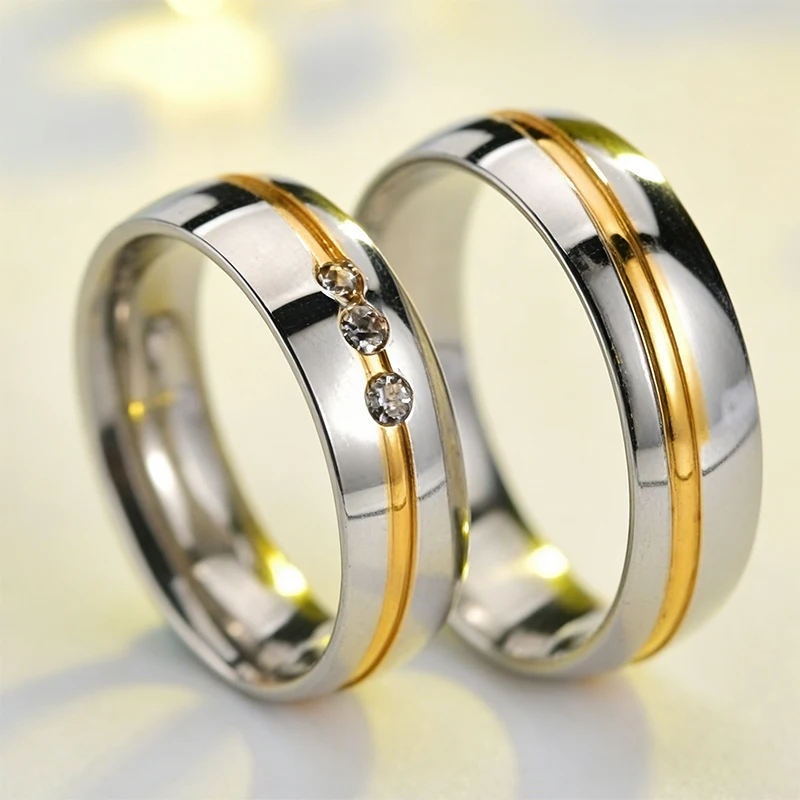 Letdiffery Romantic Wedding Rings For Lover Stainless Steel Wedding Bands Couple Rings Bague Femme Anillos Mujer Aneis