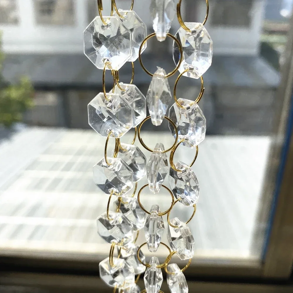 

10m/Roll Acrylic Octagon Beads Chain 14mm Beads Catcher Chandelier Parts Highing Pendants Home Wedding Decoration