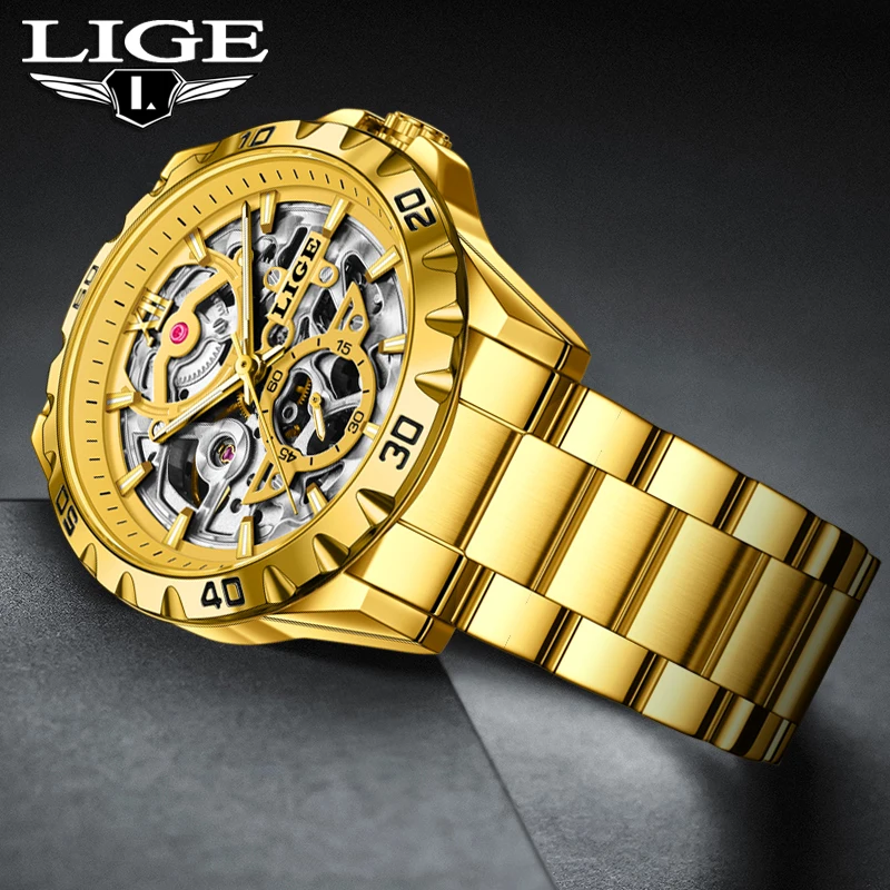 

2025 LIGE новые автоматические часы мужские модные спортивные роскошные мужские часы водостойкие светящиеся турбийоны механические наручные часы Reloj