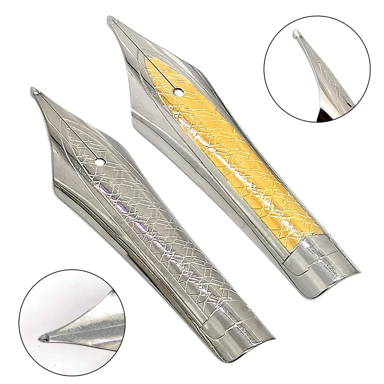 2Pcs Kaigelu Fontein Penpunten Lange Mes Slijpen Nib Met Feed Vlam Ruit Mark