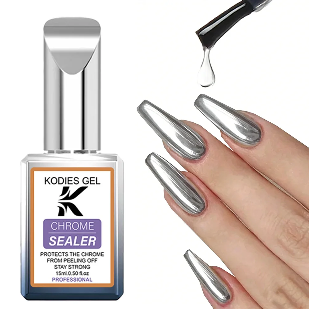 KODIES GEL Chrome Mirror Powder Top Coat UV Gel Nail Polish Super Shine Sealer Cover Semi Permanent LED Topcoat Finish Manicure