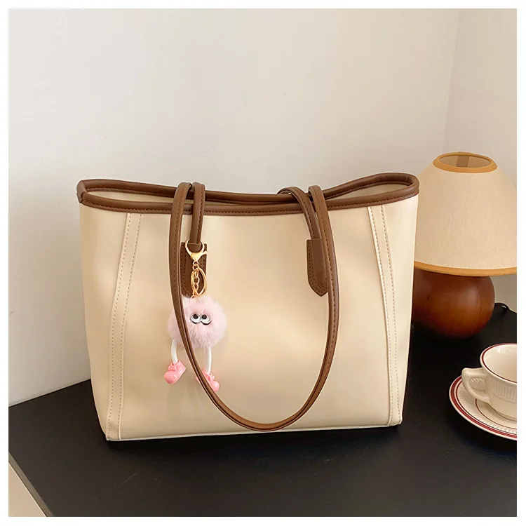 

Bag Fashion Solid Color PU Leather Tote Bag Korean Versatile Single Shoulder Underarm Handbag for Lady Daily Use