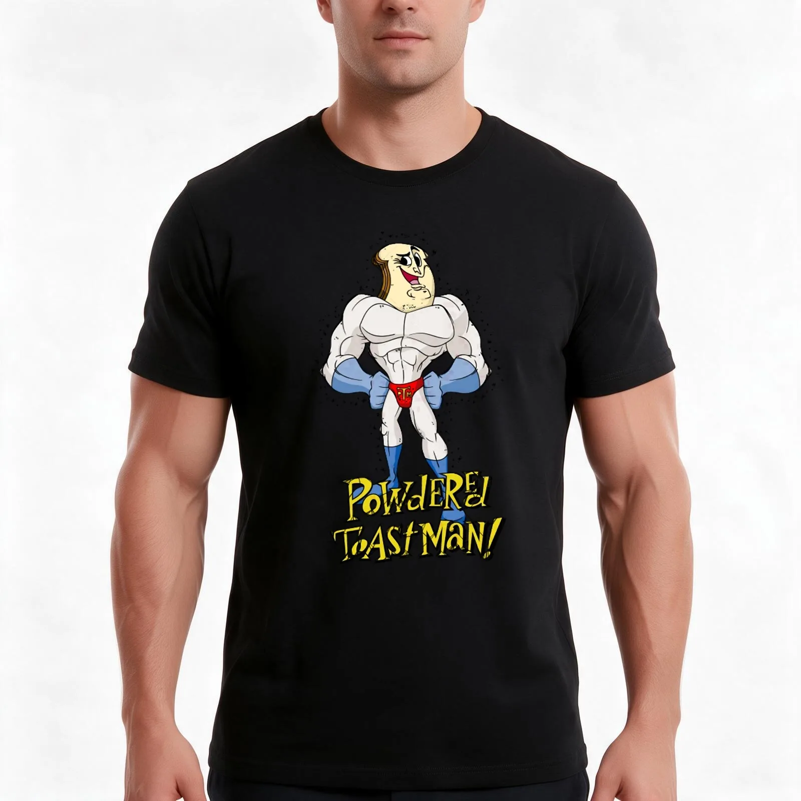 pówdéréd tóást mán T-Shirt Summer Casual Cotton Tee Oversized Streetwear Tops Vintage Graphic Print Loose Fit Short Sleeve