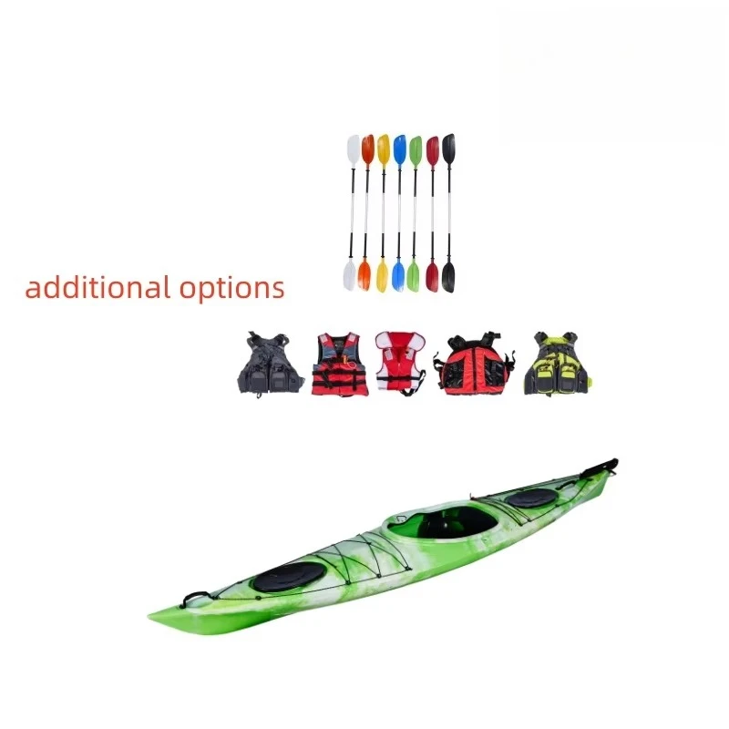 كاياك البحر للجلوس لشخص واحد، زورق بلاستيكي 3.6 م-4.8 م للتجول لمسافات طويلة والسباق على نهر البحيرة والمحيط