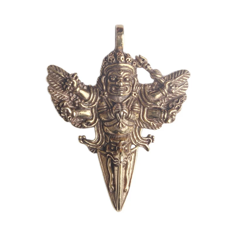 Golden Winged Roc Bird Vajry Pestle Pendants Keychains Copper Buddha Statue Ornament Hanging Pendant Amulet