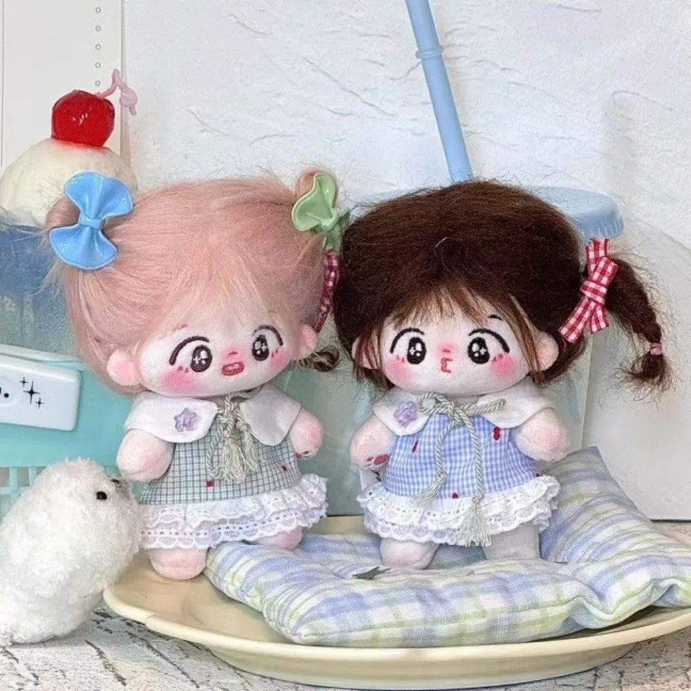 

1 set Princess Dress 10/20cm Cotton Clothes Plaid Skirt Fashion 20cm Cotton 's Clothes Cute Outfit 10cm Clothes Accessories