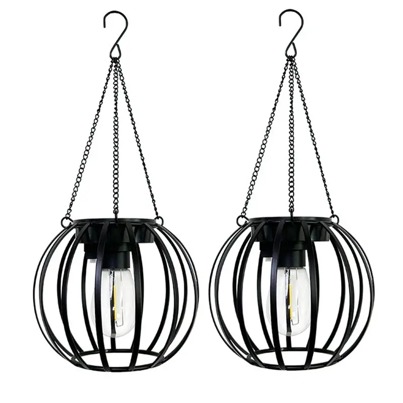 AT19-Solar Lanterns Outdoor Lights, Metal Solar Lantern Lights, Brighter Hanging Solar Lights Outdoor Waterproof 4 Pack