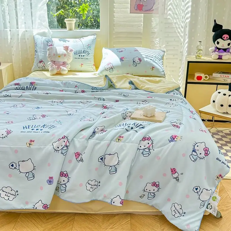 Новинка 2024 Sanrio аниме Kawaii Hello Kitty Kuromi зимнее утолщенное плюшевое мягкое одеяло милое мультяшное корикоричное одеяло