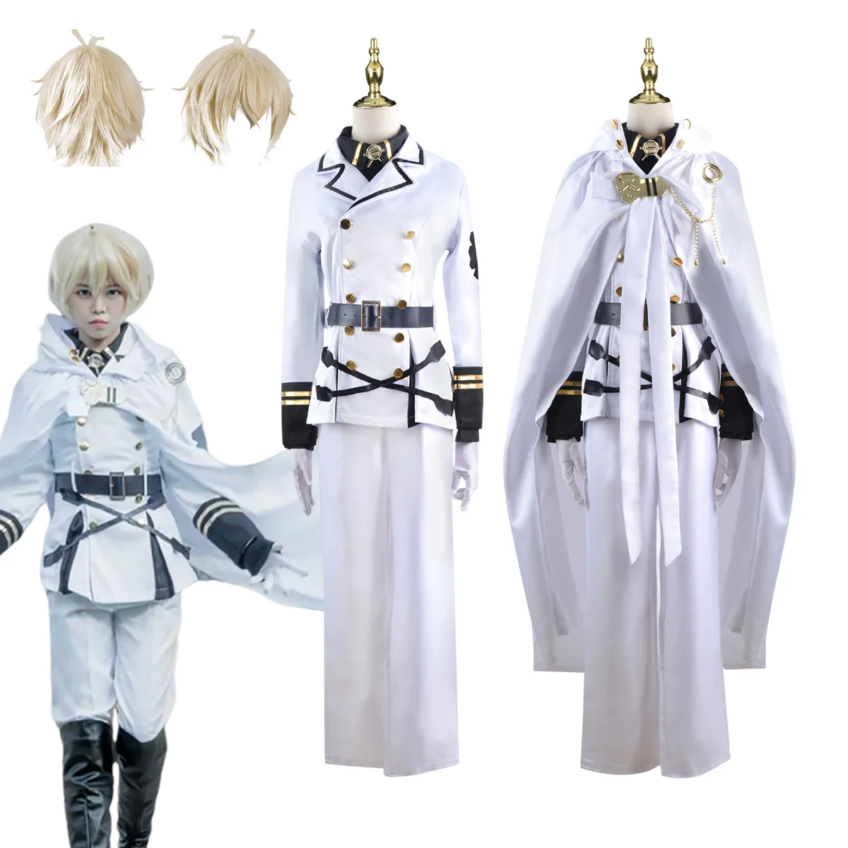 

Hyakuya Mikaela Suit Uniform Halloween Party Role Play Outfit for Men Anime Seraph of The End Hyakuya Mikaela Cosplay Costume