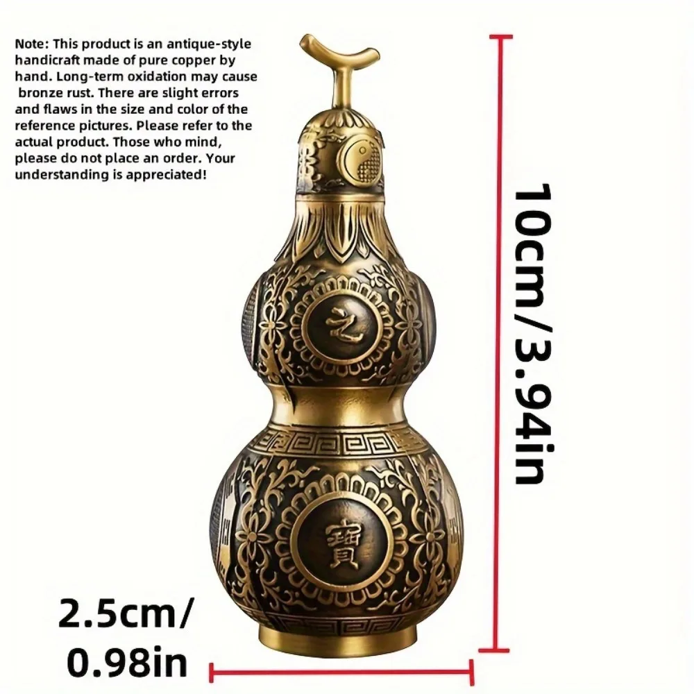 Vintage Copper Gourd Statue - Lucky Charm for Home and Office Decor, Artistic Craft Collectible