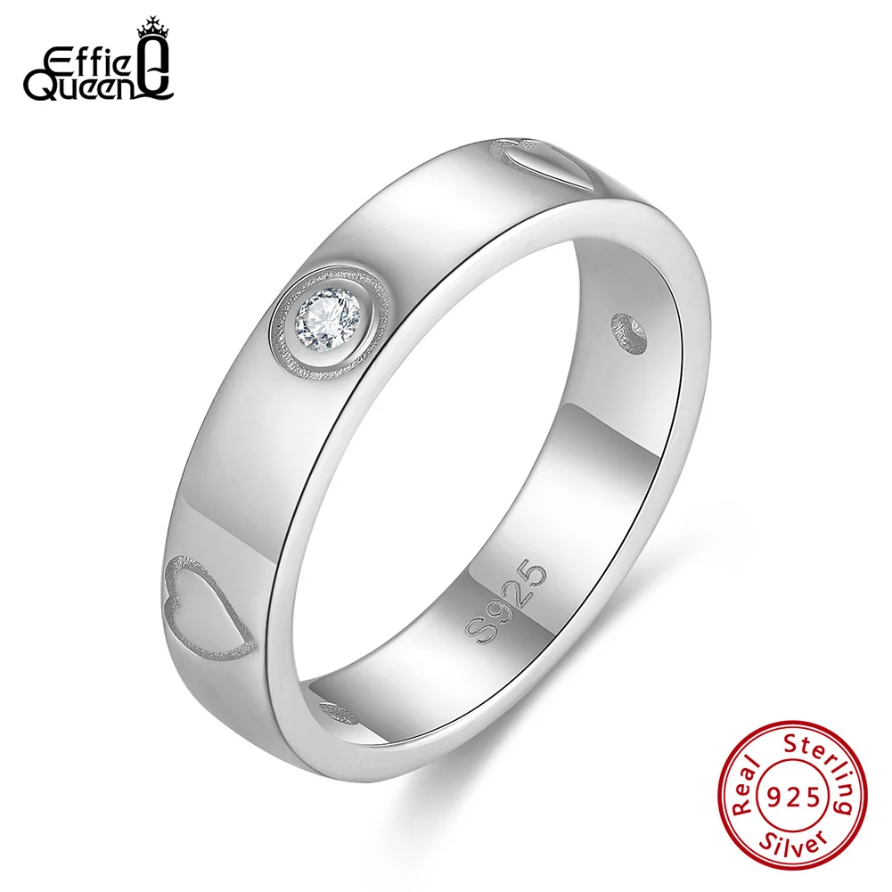 

Кольцо Effie Queen Minimalist Stacking с цирконами, серебро 925 пробы, простое кольцо с цирконами в форме сердца, обручальные кольца, украшения для вечеринок, CZ SR324
