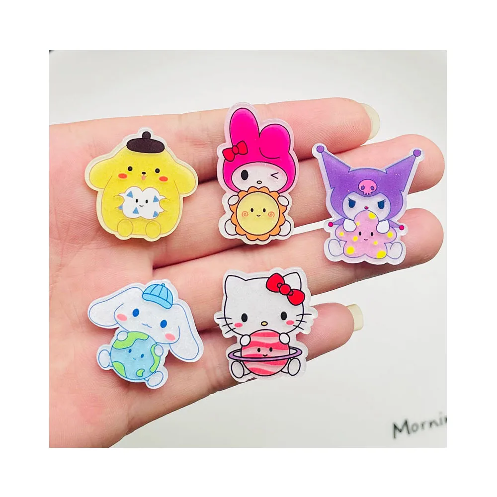 10Pcs New Acrylic Kawaii Cute Cartoon animal planet Sticker  Series Clip Book DIY Fashion Hairpin Decoration Crafts