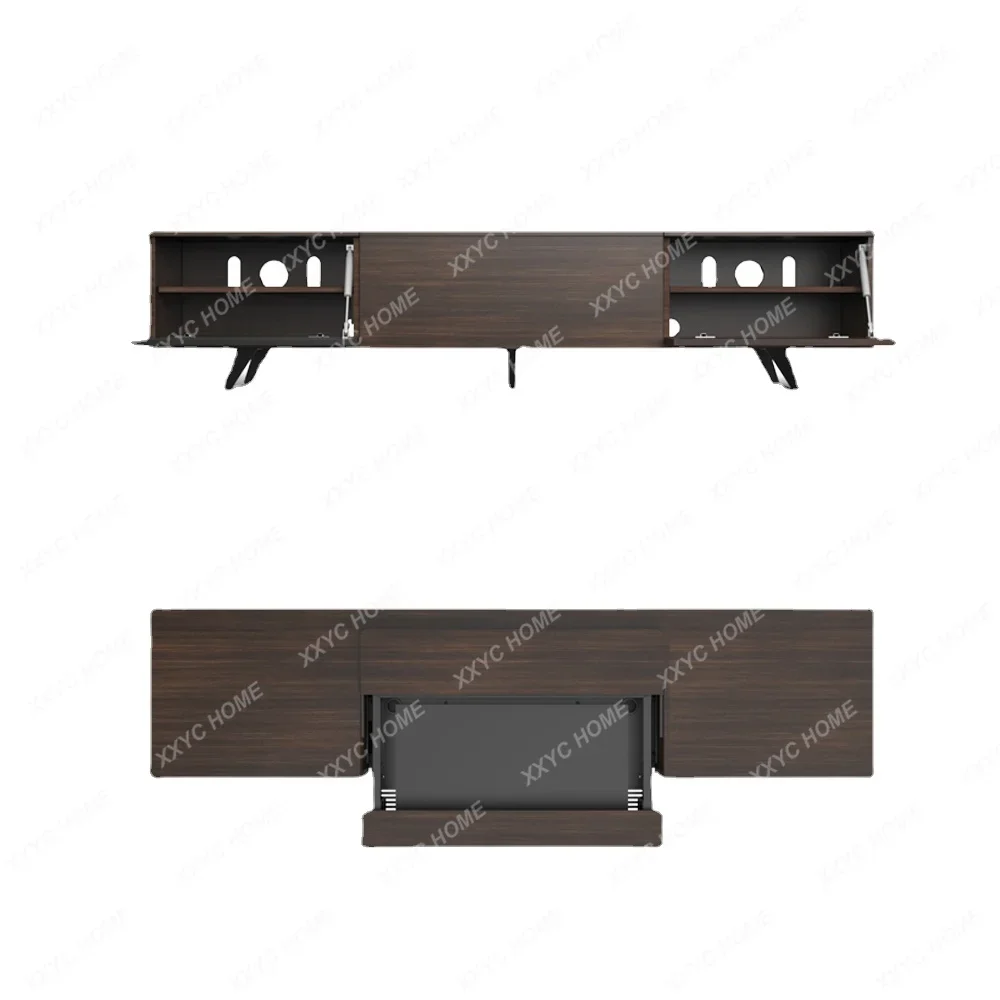 A  Perfect smart laser TV projection screen integrated cabinet is suitable for all ultra short throw laser projectors walnut view 5