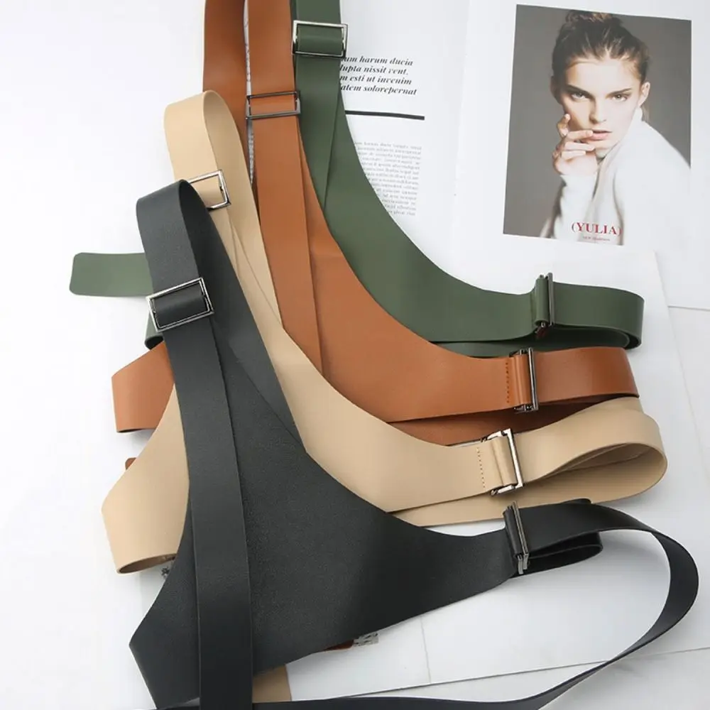 

PU Leather One-shoulder Strap Belt Punk Irregular Design Women Waist Harness Adjustable Comfortable To Wear Dress Cummerbunds