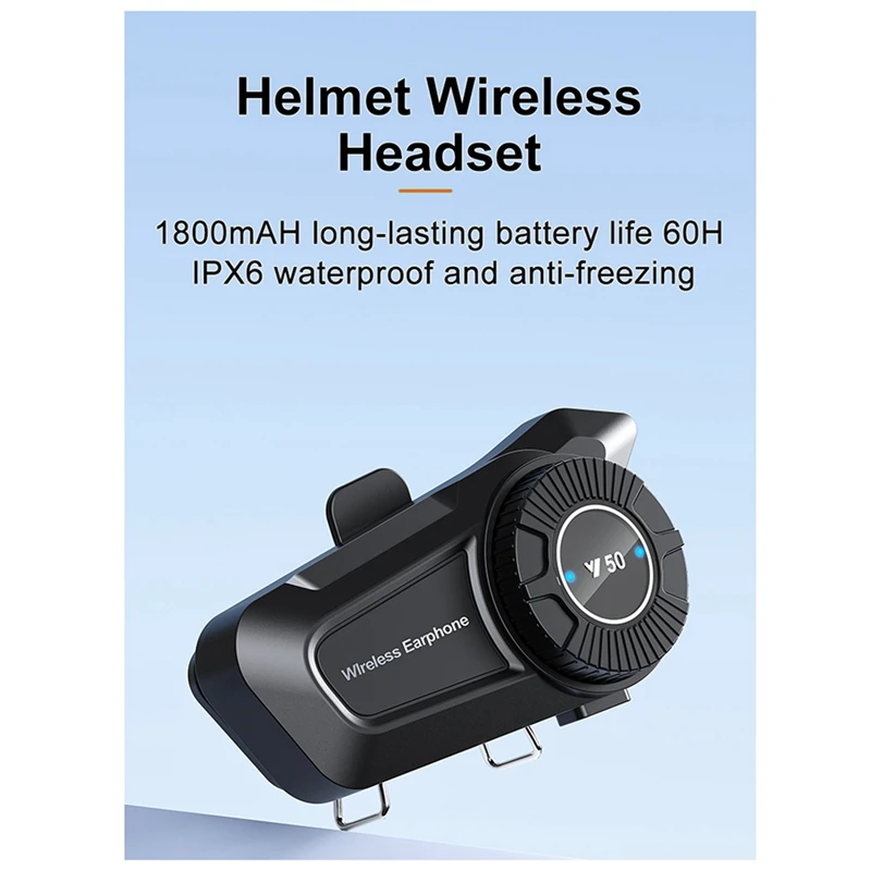 Y50 Roulette Wheel Rotation Motorcycle Helmet Headset Bluetooth 5.3 Wireless Headphones Earphones IP67 Waterproof-VVBC