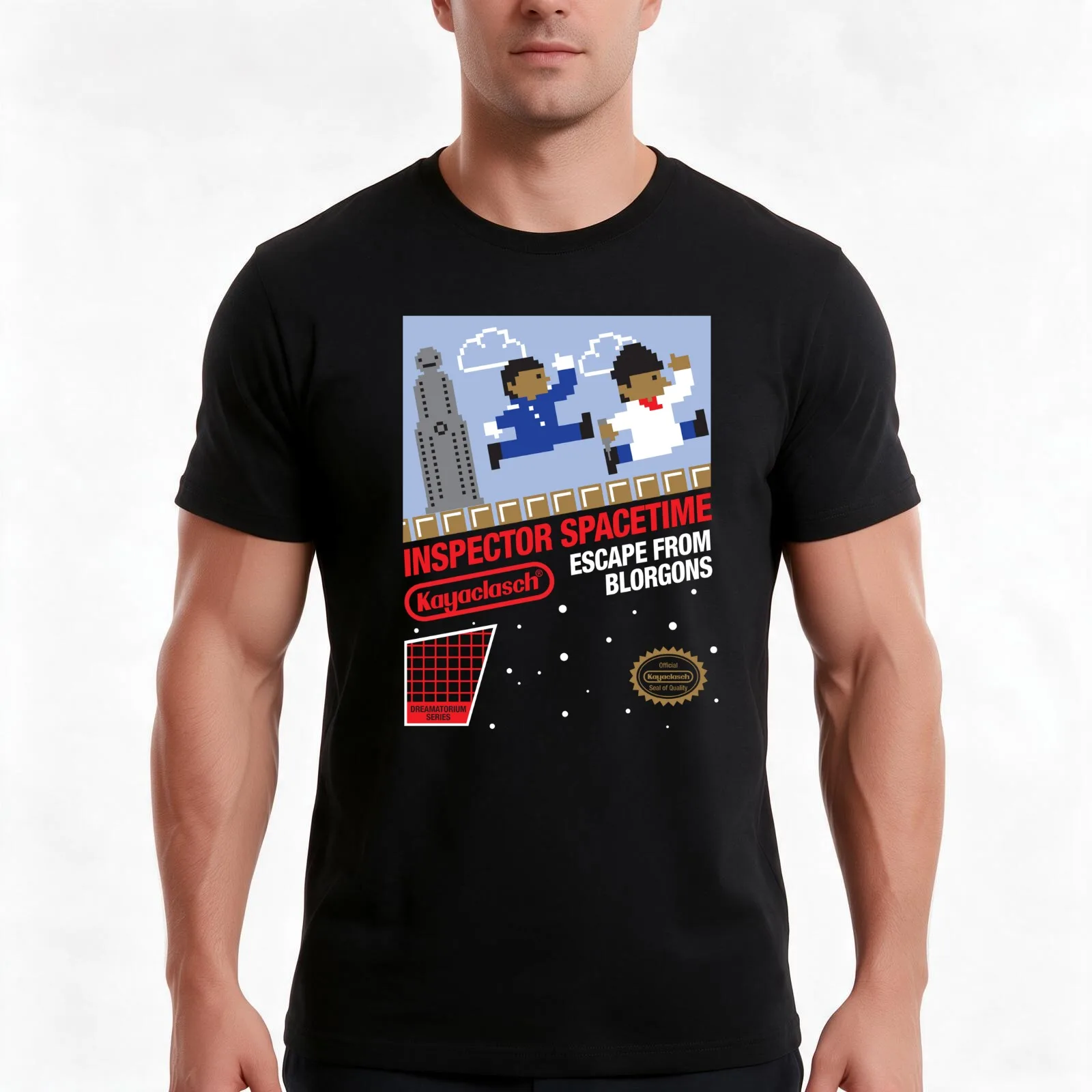 8-Bit Inspector T-Shirt Summer Casual Cotton Tee Oversized Streetwear Tops Vintage Graphic Print Loose Fit Short Sleeve