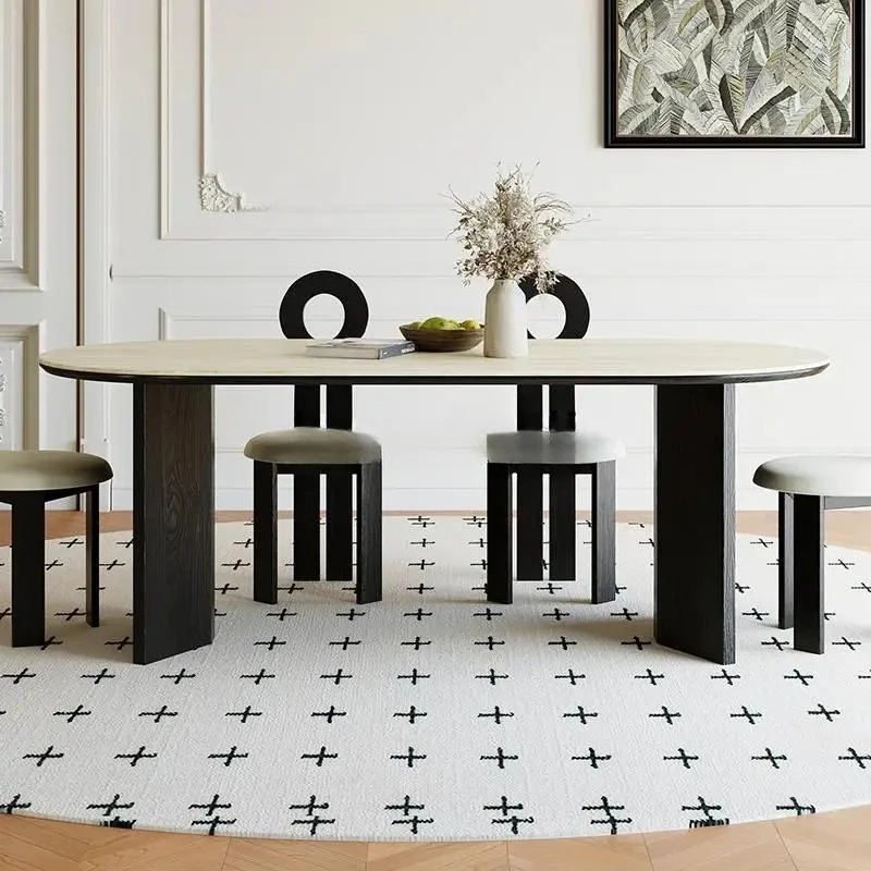 cream wind tunnel slate dining table oval dining table solid wood retro medieval dining table and chairs