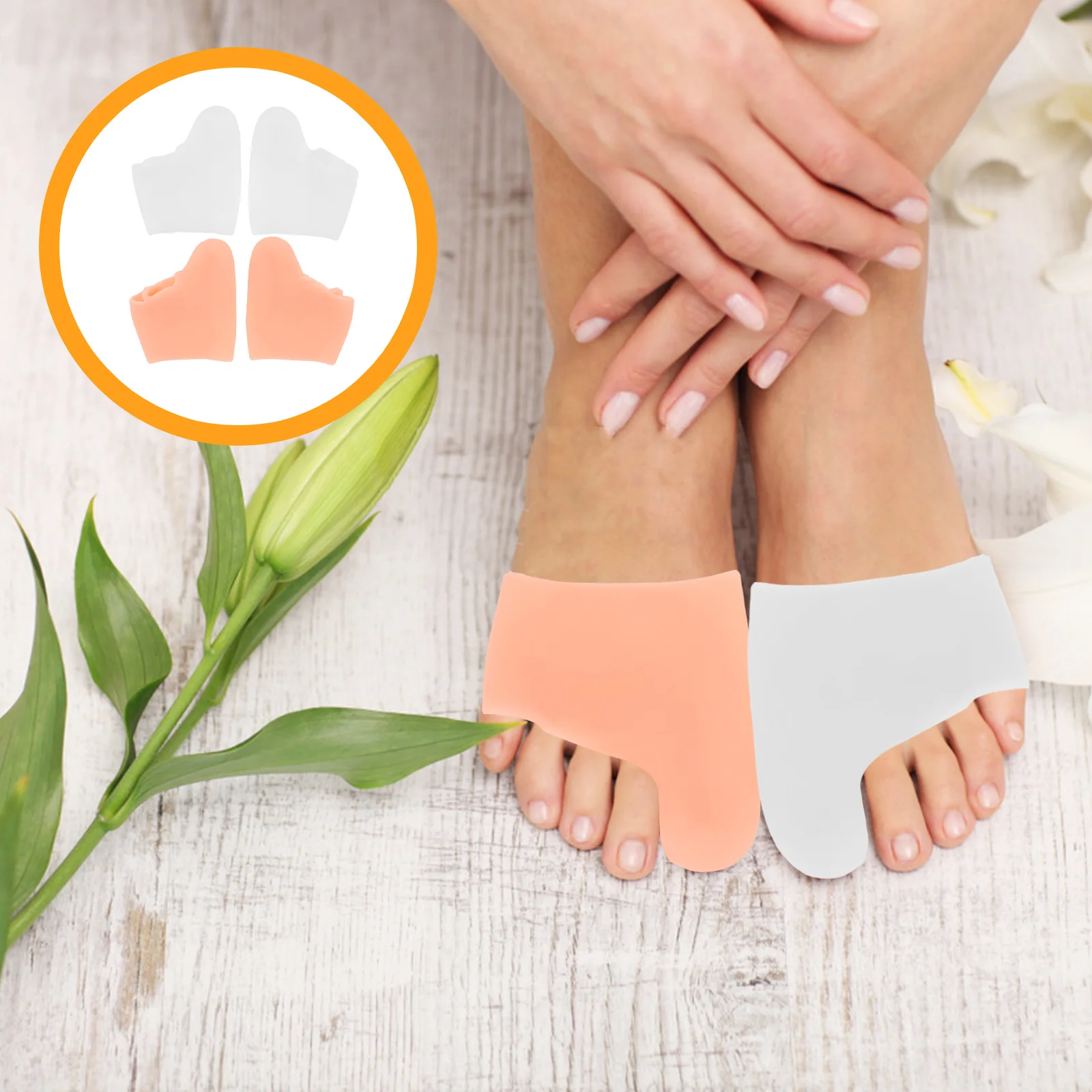

2pcs Foot Bunion Corrector Silicone Toe Straightener Sleeve For Big Toe Alignment Pain Relief White Nude Gel Bunion Sleeve