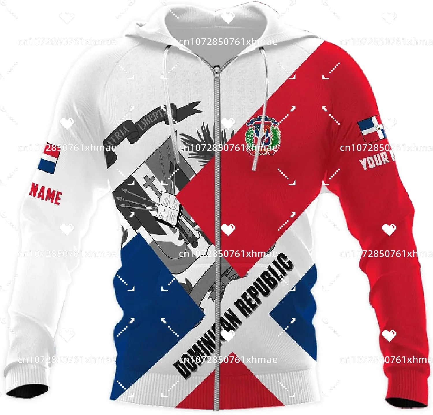 The Dominican Republic Flag Badge 3D Print Hoodie Men's Women's Casual Oversized Sweatshirt Fashion Harajuku Street Zip Hoodie