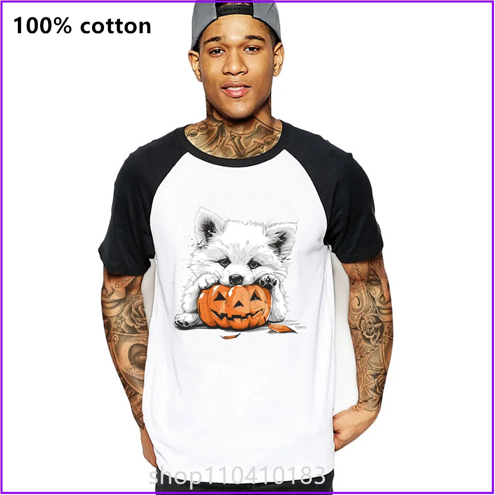 Japanese Spitz Dog Animal Cartoon Jack-O-Lantern Halloween Autumn Pumpkin Sublimation T Shirts For Men'S Women Tshirt T-Shirt  C