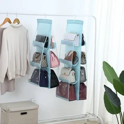 3 Pocket Hanging Handbag Organizer For Wardrobe Closet Gray Waterproof Storage Bag Door Wall Clear Sundry Bag With Hanger Pouch