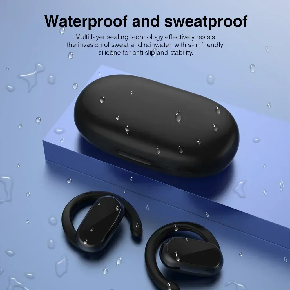 Bluetooth Headphones Open Ear Wireless Earphones with Rotatable Earhooks 48Hrs Playtime Deep Bass Mics Not in Ear for Driver