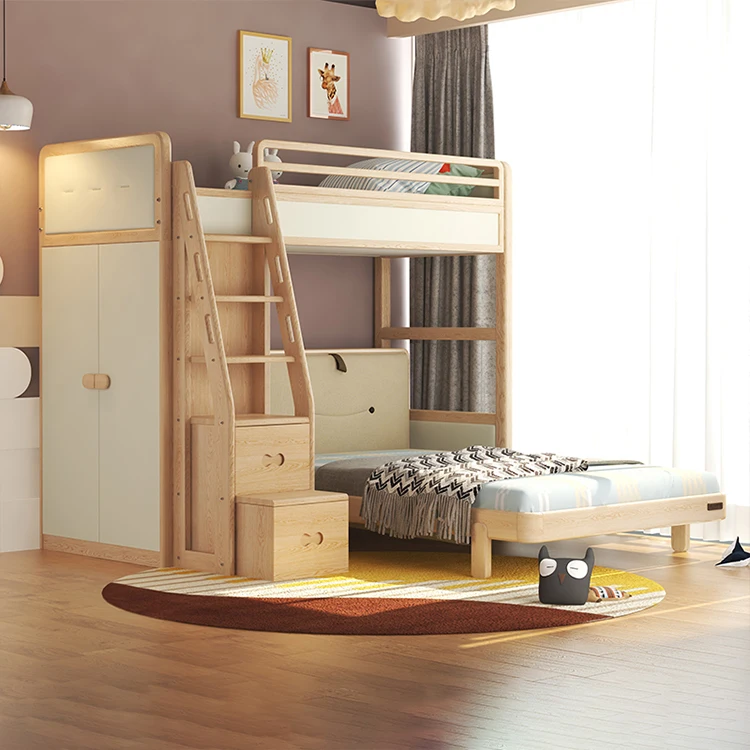 *Kids Twin Loft Double Bunk Bed with Storage Versatile for Bedroom School Apartment Use
