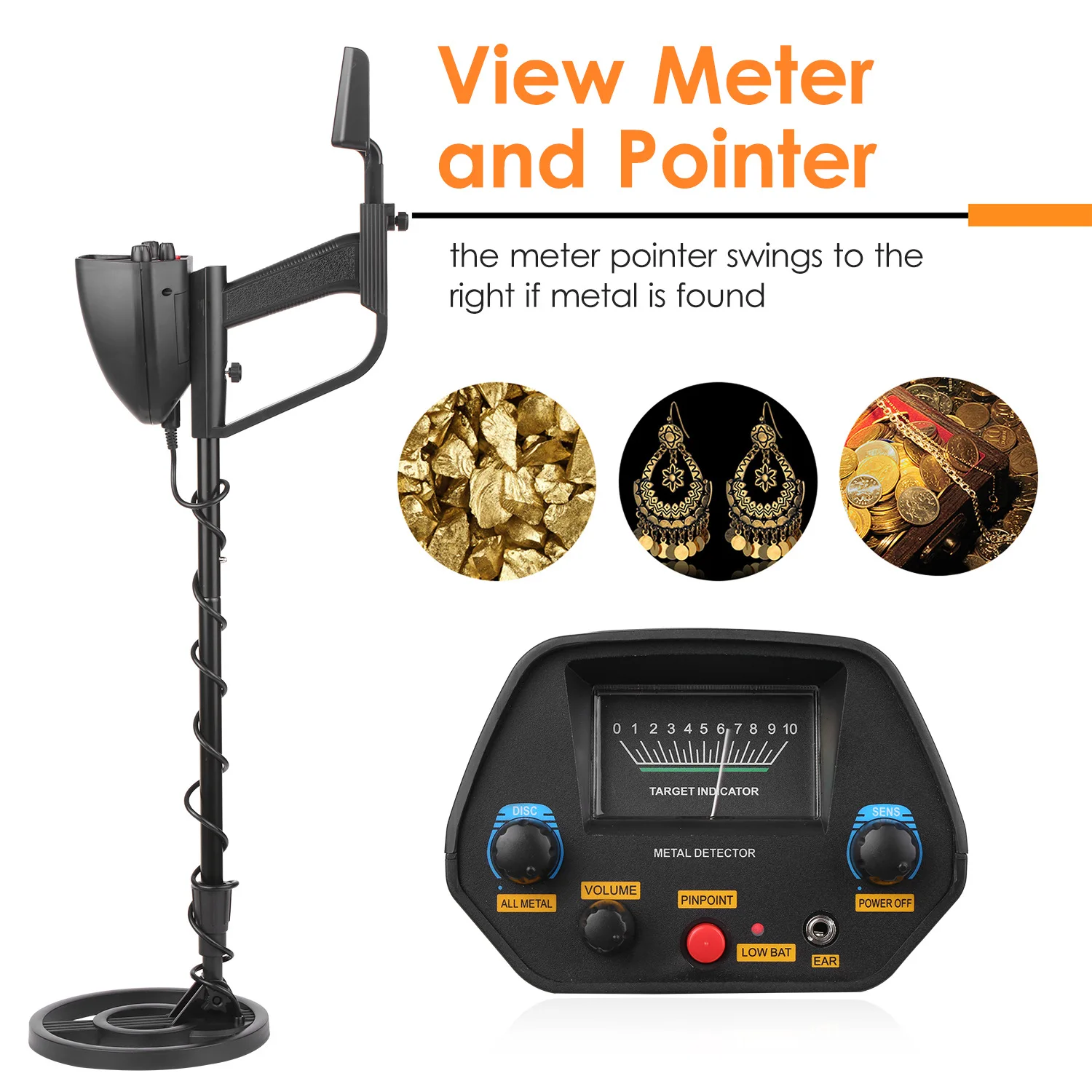 Portable Metal Detector MD-4080 High Sensitivity Digger Treasure Hunter Finder Pinpointer Gold Silver Coins Copper Detector