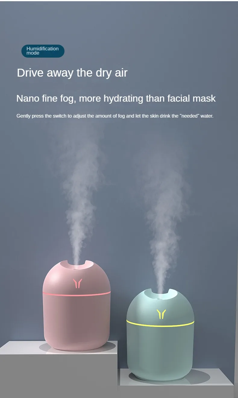 250ml Mini Ultrasonic Air Humidifier Romantic Light Usb Diffuser Car Purifier Aroma Anion Mist Maker With Led Lamp