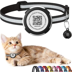 Cat Collar with AirTag Case Holder & QR ID Tag Dual Protection Air Tag Cat Collar Airtag mascota Name Tag GPS Tracker for Cats
