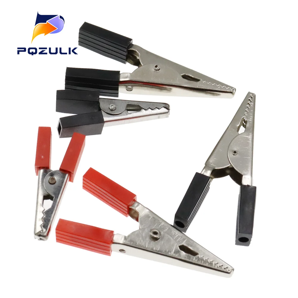 10PCS Insulated Crocodile Clips 35MM 50MM Plastic Handle Cable Lead Testing Metal Alligator Clips