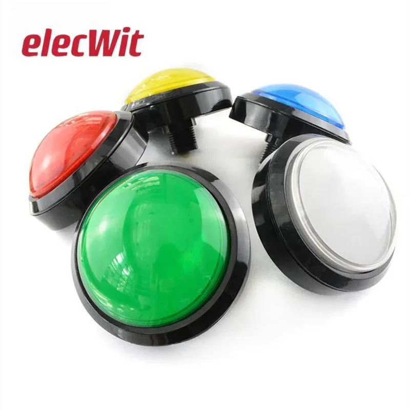 Pulsador redondo grande de 100mm LED iluminado con microinterruptor para piezas de máquinas de juego de salón recreativo DIY interruptor de luz de