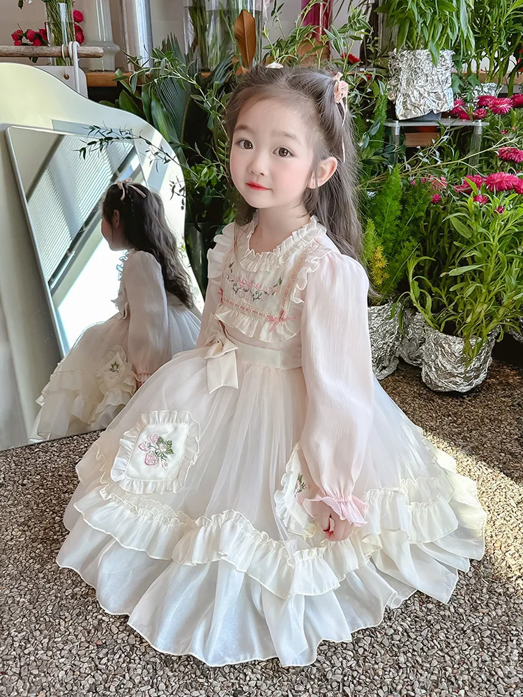 Girl'S Lolita Princess dress2024new autumn baby girl dress autumn skirt CHILDREN'S autumn models dress