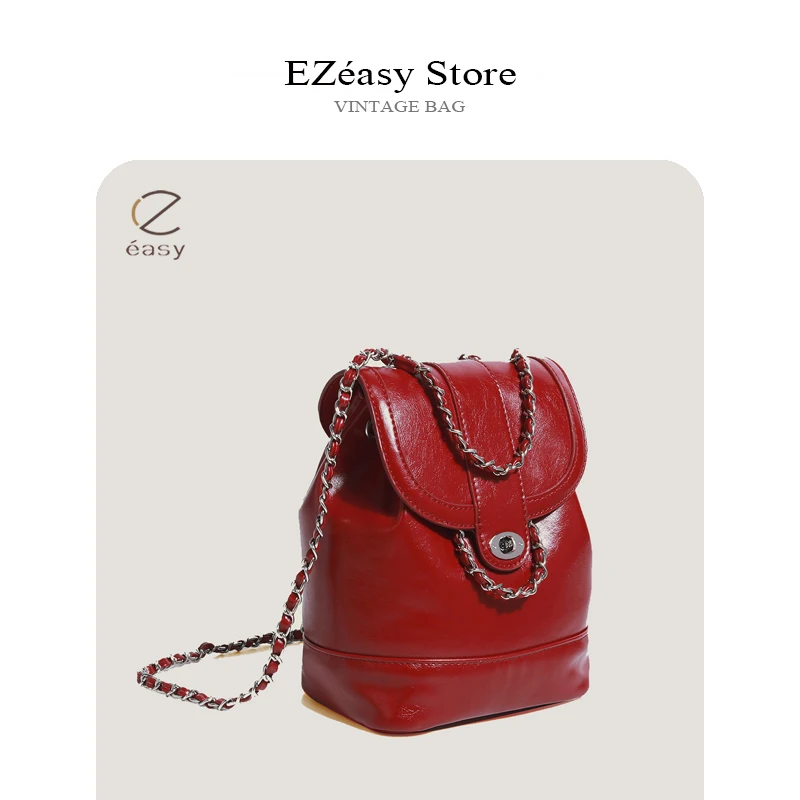 EZeasy Light Luxury Niche Designer bags for women Crossbody Bag Vintage Lady  Leather Solid Color large backpack Bags for Women