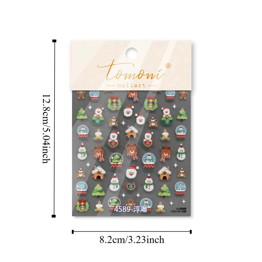 Accessori per unghie Adesivo per unghie natalizio 5D Conchiglia di diamante Luce Decalcomania per unghie natalizia Capodanno Decorazione per unghie natalizia di Babbo Natale
