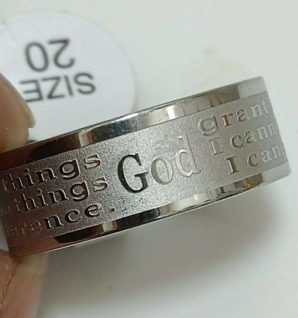 6 teile/los Serenity Gebet Edelstahl Jesus Ring Religiöse Band Schmuck – Detail 2