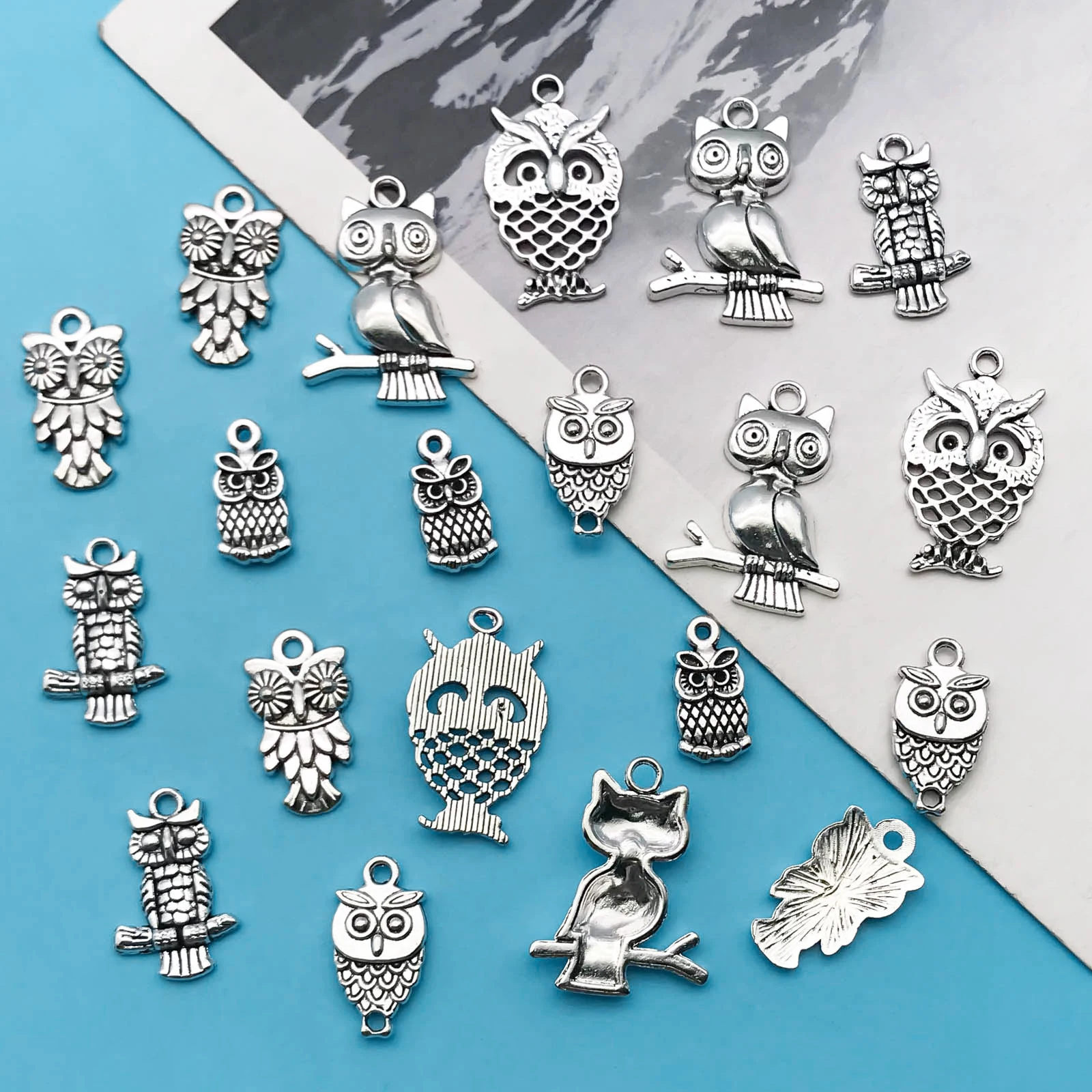 24Pcs Antique Silvery Owl Charms For DIY Jewelry Making Earrings Bracelet Necklace Handmade Jewelry Accessories