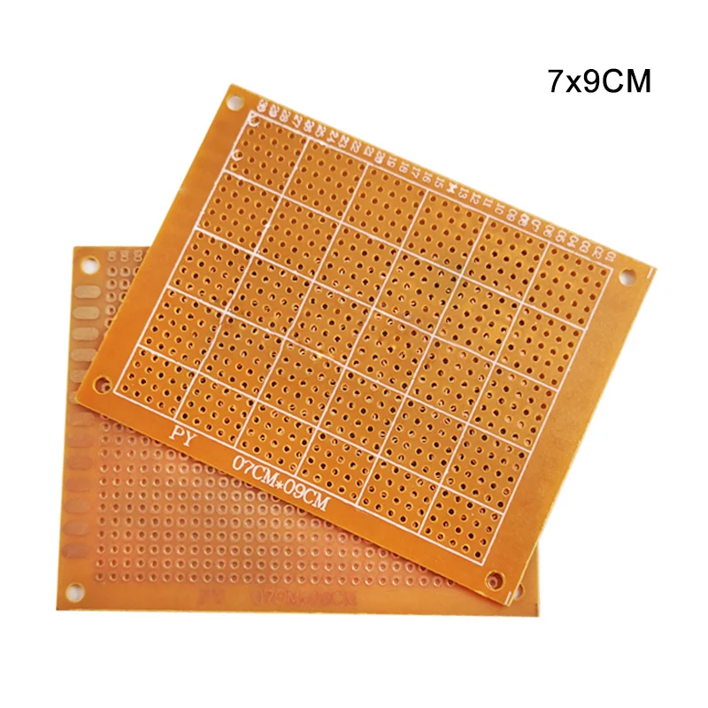 10PCS 5x7 7x9CM PCB Breadboard Protoboard Single-Sided Universal Printed Circuit Boards 1.6MM Thick DIY Set Yellow DIY Soldering image 3