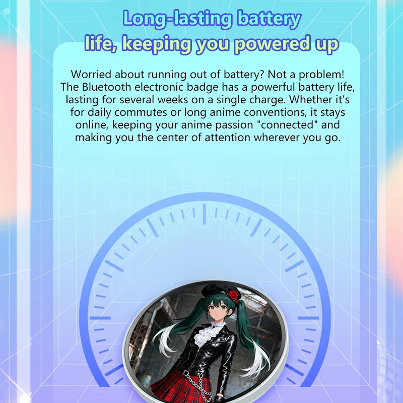 

Умный динамический электронный бейдж с HD-экраном: электронная бейдж-карта для переноса фото, GIF-анимаций и видео – идеальный подарок для фанатов Otaku