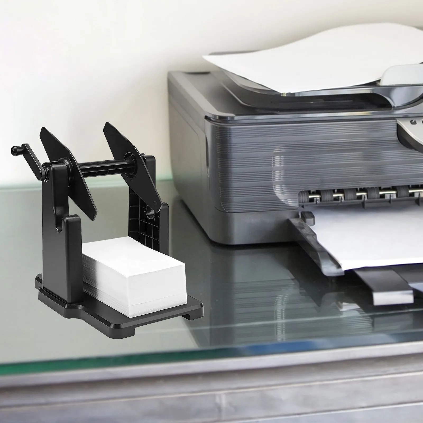 1Set Portable Manual External Rolls Label Holder Hand Crank Thermal Label Paper Holder Printer Accessories Rack