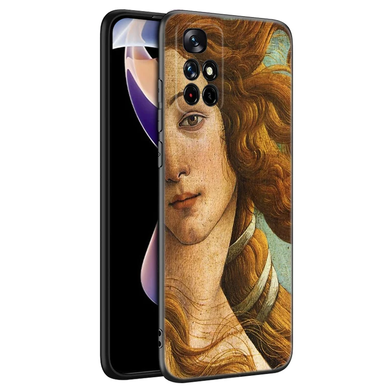 Art Painting Birth Of Venus Black Silicone Phone Case For Xiaomi Redmi Note 9 10 11 12 13 Pro Plus 11S 4G 11T 5G 9S 10S 12S