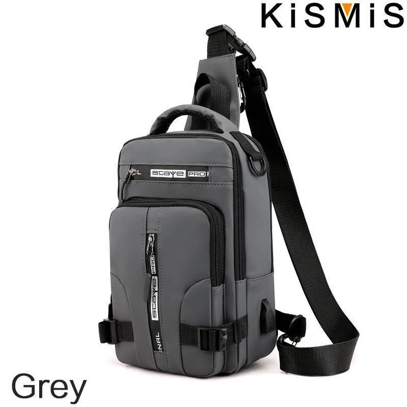 KISMIS Herren Multifunktions-Umhängetasche, Schultertuch, Brusttaschen, Umhängetasche, lässig, für Herren, USB-Ladehandtasche – Detail 17
