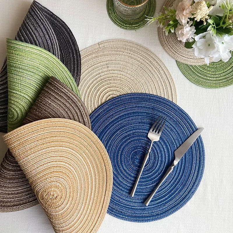 

Round Braided Placemats 36CM Table Mats for Dining Tables Christmas Halloween Woven Washable Non-Slip Place mats