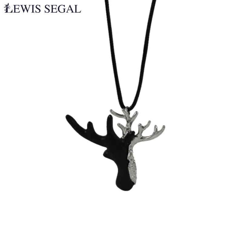 

LEWIS SEGAL Chrome Necklaces Pendant Deer Moose Head Fashion Jewelry Silver Plated Simple Unisex Punk Style