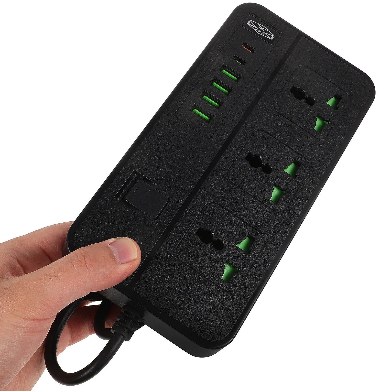 

Fast Charging Converter 3 Outlets USB Type Strip Surge Protector Black Dental LED Travel Extension Cord